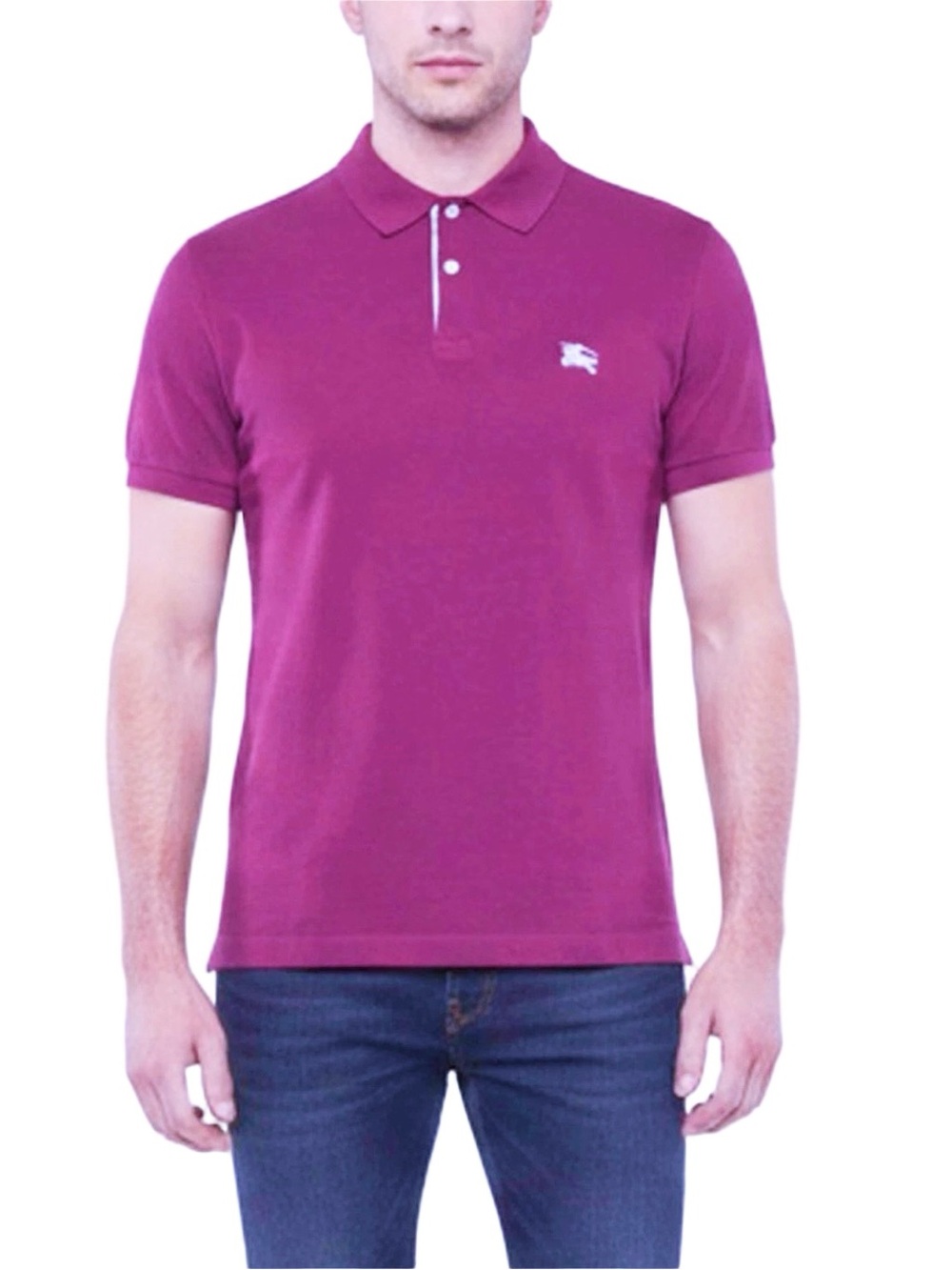 Burberry Brit Men’s M Short Sleeve Polo Shirt Nova Check Trim Magenta